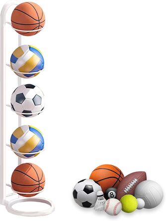 Стійка для зберігання м'ячів: баскетбольних, футбольних, волейбольних (5-ярусна, біла)