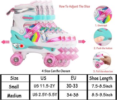 Дитячі ролики Sumeber з підсвічуванням, регульовані, рожеві (35-38)