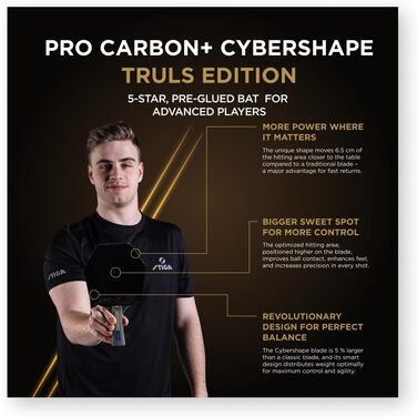 Пінний стіл STIGA Pro Carbon Plus Cybershape Truls Edition - професійний, 5 зірок, Touch Carbon, ITTF, для атакуючих гравців
