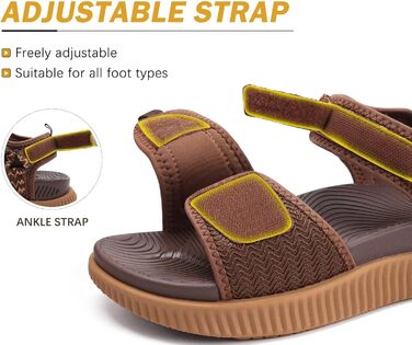 Зручні трекінгові сандалі KuaiLu для жінок: ортопедичні, для плоскостопості, піші прогулянки, літо, відкриті пальці, регульовані на липучках (39 EU, Коричневий)