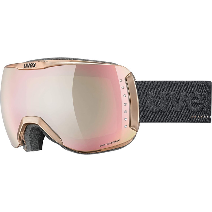 Лижна маска uvex dh 2100 WE Glamour для дорослих, хромована, захист від спотворень, контрастна лінза, розмір універсальний, рожево-зелена