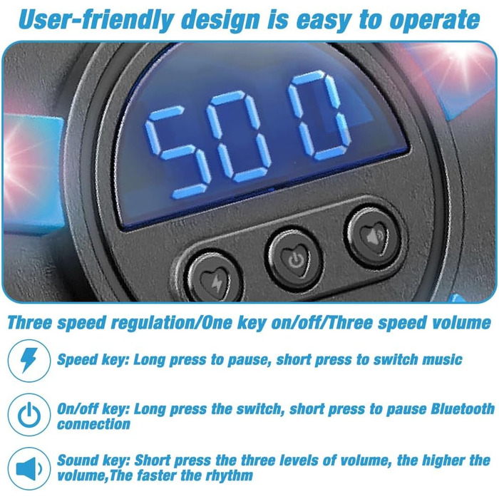 Музична бокс-машина: LED тренажер для музики та боксу, Bluetooth, 3 режими швидкості, підрахунок ударів, для дітей та дорослих