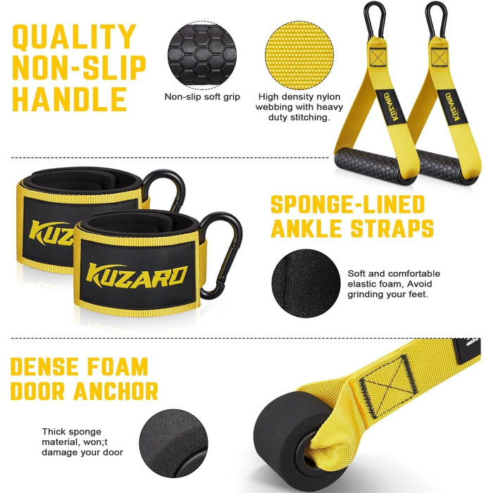 Гумові еспандери для фітнесу: комплект важких стрічок опору з ручками (до 163 кг) для силових тренувань, йоги, дому та фітнес-залу