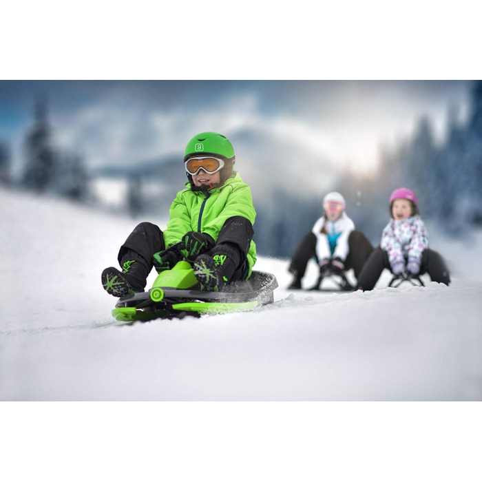 Гізмо Райдерс - двомісний санки для катання на снігу з диференціальним керуванням та низьким гальмом, Stratos Mystic Green