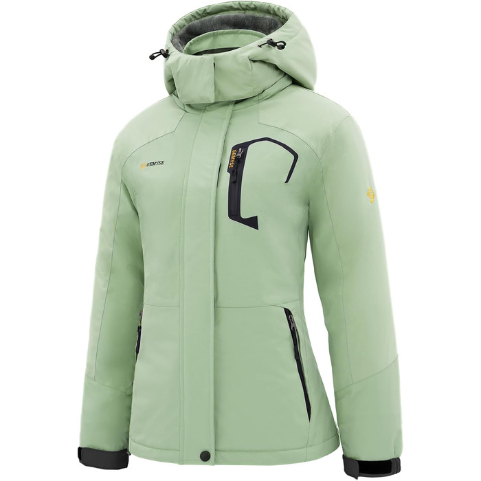 Жіноча гірськолижна куртка GEMYSE, водовідштовхуюча, тепла, вітронепроникна, зимова, зелена (L)