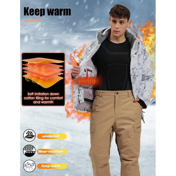 Чоловічий зимовий комбінезон для сноубордингу та катання на лижах. Водонепроникний, вітростійкий, теплий. XL, чорний.