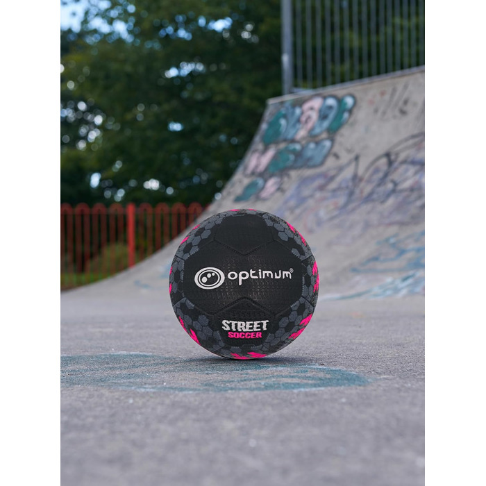 М'яч для вуличної футболу Optimum Unisex – високоякісний, зносостійкий гумовий м'яч, довговічний протектор, ідеальний для бетону та асфальту, універсальний, багатокольоровий (5 шт. чорний / рожевий)