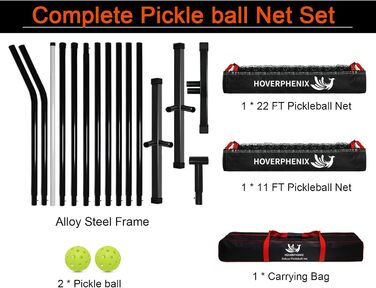 М'яка сітка для піклболу, регульованого розміру 6,7 м та 3,4 м, 2-в-1, з 2 м'ячами та сумкою для перенесення, для вулиці, двору, вулиці, стійка сталева рама, стійка до погодних умов