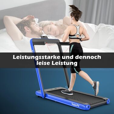 GOPLUS Біговий доріжка 2-в-1 складана з пультом, електрична з керуванням через APP, Bluetooth, тримач для телефону, швидкість 1-12 км/год, до 120 кг, блакитна