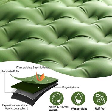 Каремат туристичний самонадувний Ciskotu, 12 см, з насосом, Ultraleicht, зелений