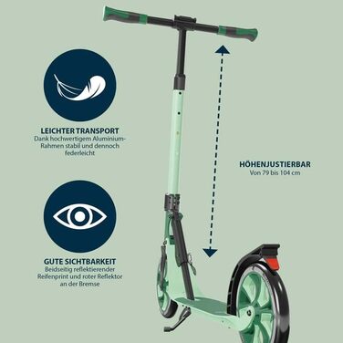 Самокат HUDORA BigWheel 205 Advanced з кабельним замком, алюмінієвий, для дорослих і підлітків