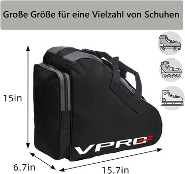Сумка для ковзанів VPRO: для ковзанярства на льоду та роликів, з ремінцем та блискавкою, для дітей та дорослих