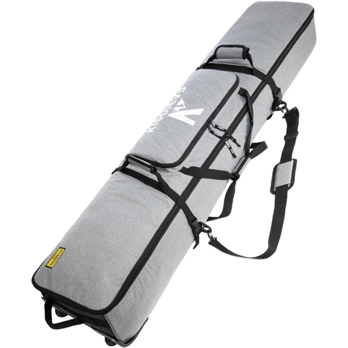 Скі-сумка на колесах для подорожей, м'яка подвійна скі-сумка для 2 пар лиж до 175 або 190 см, сіра (175 см)