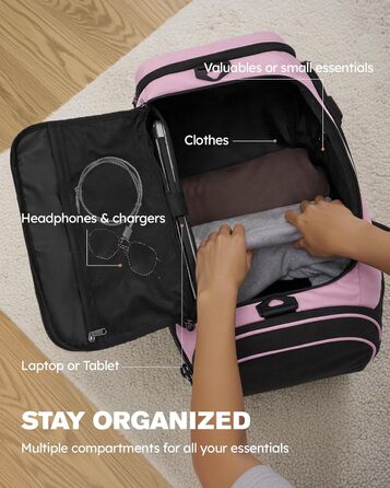 Спортивна сумка Tolaccea для чоловіків та жінок з відділенням для взуття та мокрих речей, рюкзак-дуffel для тренувань, фітнесу, басейну, подорожей (47л, чорно-рожевий)