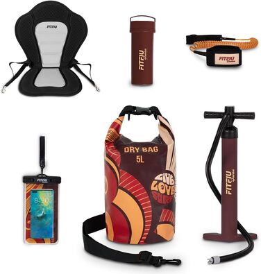 Надувна SUP-дошка FITFIU Fitness DANTA 320x81x15 см з комплектом: регульоване подвійне весло, насос, 3 плавники та аксесуари для сапбордингу