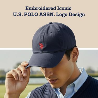 Кепка-бейсболка U.S. Polo Assn. з логотипом Pony, 100% бавовна, регульована, темно-синя