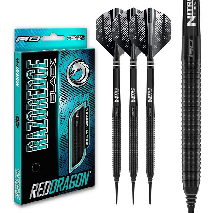 Професійні дартси Red Dragon Razor Edge Softip з вольфраму, з флайтами та шафтами