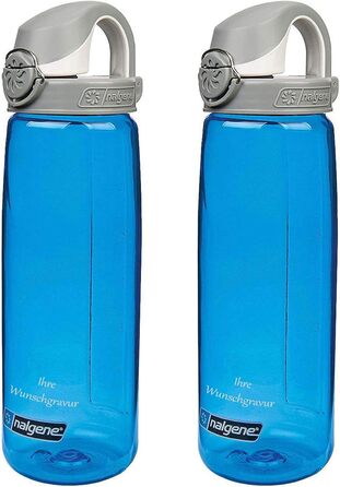 Набір з 2 пляшок для води Nalgene OTF 0,65 л, синьо-сіро-білий, з іменною гравіруванням
