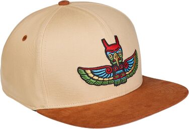 Кепка-снэпбек Cadency унісекс з прямим козирком, регульований розмір, бежевий колір з принтом Totem