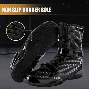 Боксівські кросівки для чоловіків та жінок, професійні боксівські кросівки, Муай Тай, бокс, боксерські черевики. Розмір 40 EU, колір Чорний горіх