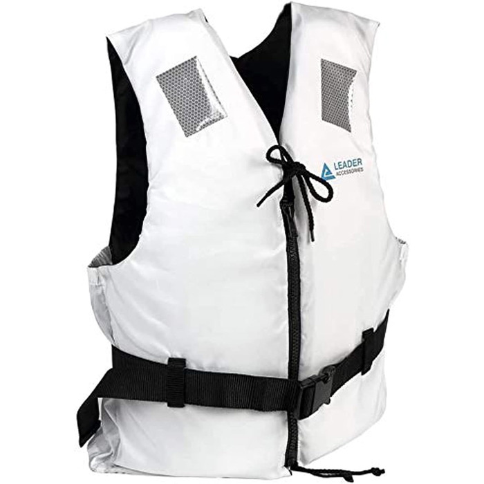 Спасальний жилет Leader International для дорослих, плавальна жилетка з піни, білий, XL (90кг+)