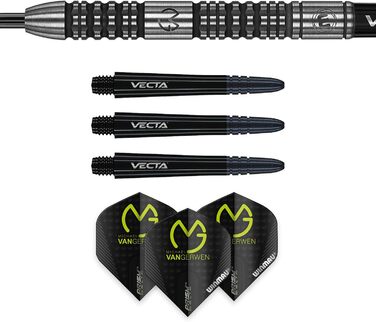 Дротики WINMAU Michael Van Gerwen MvG Absolute 24 г вольфрамові для дартсу, сталевий наконечник, набір з оперенням і хвостовиками, професійні