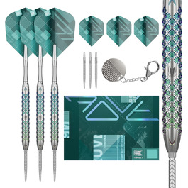Професійні дартси Target Rove Swiss Point, 90% вольфраму, стілдарти, 23 г, зелено-сріблясті, набір з інструментом