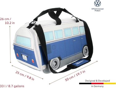 Сумка BRISA VW Retro-Sport у формі автобуса Volkswagen T1 Bulli, синьо-бежева, мала (50x25x26 см), через плече, для фітнесу