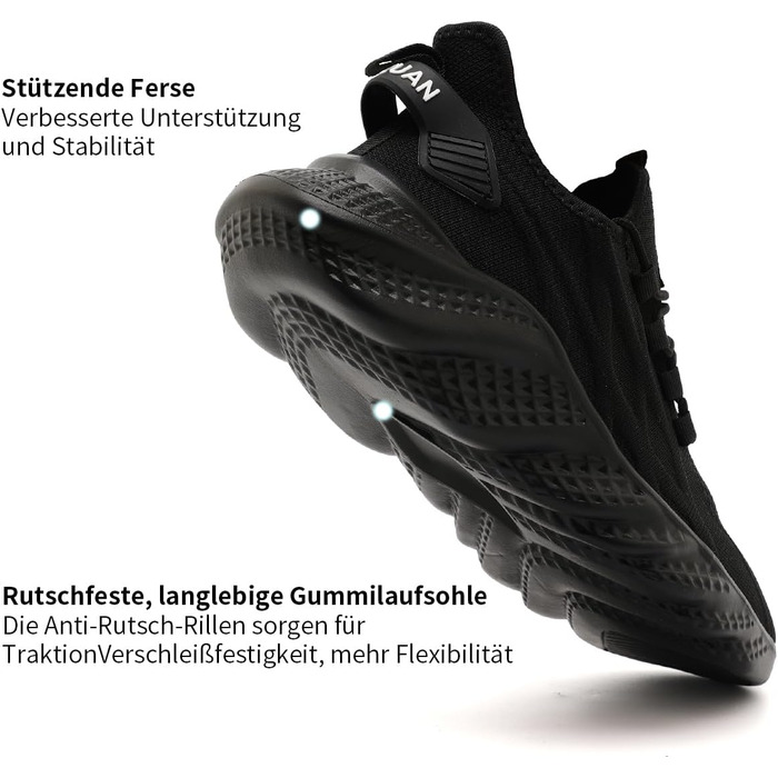 Чоловічі спортивні кросівки для бігу, тенісу, джогінгу та ходьби. Легкі, дихаючі, чорні, розмір 45 EU