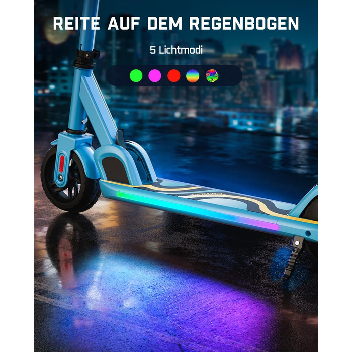 Дитячий електросамокат FanttikRide C9 Pro, регульований, з LED-підсвіткою, до 8 км, для дітей від 8 років, синій