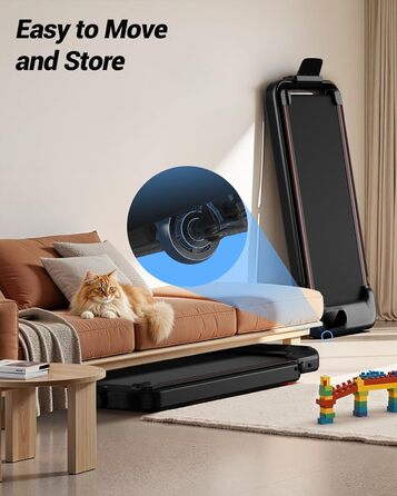 Біговий доріжка з ручкою – тихий, складаний біговий доріжка 2.5 PS для дому, офісу, під стіл, портативна тренувальна зона з нахилом 8%, вантажопідйомність 136 кг