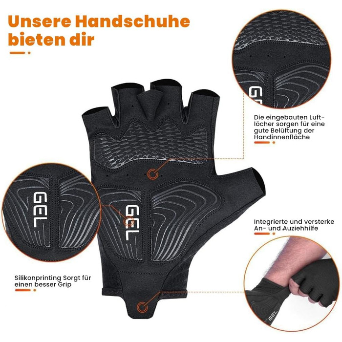 Велосипедні рукавички літні для чоловіків та жінок – дихаючі рукавички з гелевою підкладкою для MTB, шосе та трекінгу, чорно-білі