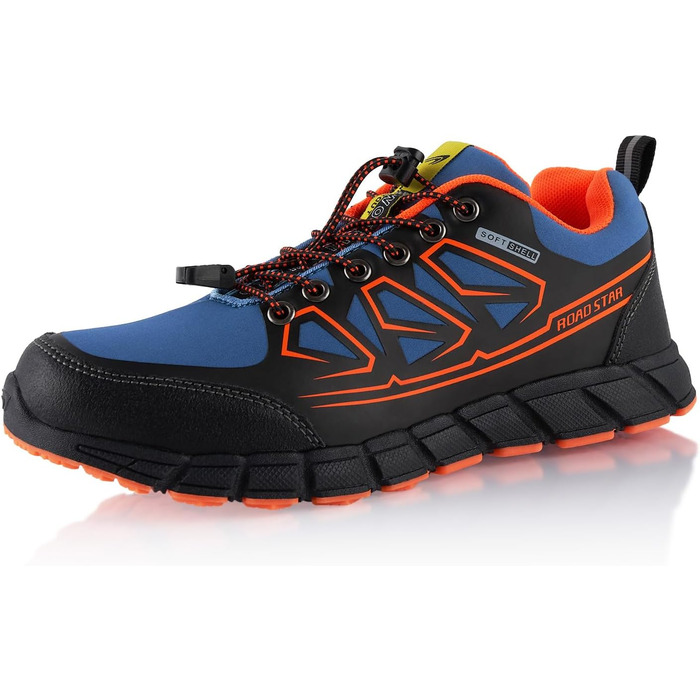 Черевики для трекінгу та трейлраннінгу Softshell для жінок та чоловіків. Синьо-зелені черевики для піших прогулянок та бігу по пересіченій місцевості (41 EU, Синьо-оранжевий)