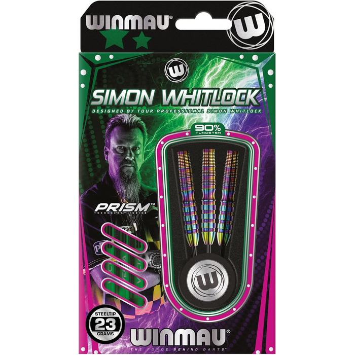 Професійні дротики WINMAU Simon Whitlock Urban World Cup Edition 23 г, сталева вістря, вольфрам, з крилами і стержнями