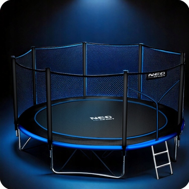 Садовий батут Neo-Sport 14ft/435см із зовнішньою сіткою та драбиною