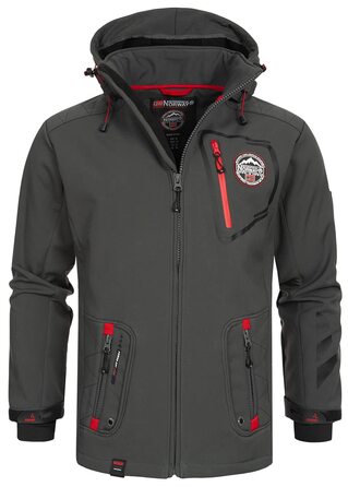 Чоловіча тактична куртка Geographical Norway Tacebook водонепроникна та дихаюча з капюшоном для походів та активного відпочинку, темно-сіра, розмір M