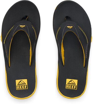 Шльпанці Reef Fanning Pregame для чоловіків (43 EU, чорний та жовтий)