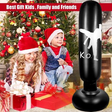 Дитячий боксерський мішок YAVOCOS 160 см, надувний боксерський мішок для дітей, підлітків та дорослих, для кікбоксингу, карате, ММА, боксу, домашніх тренувань