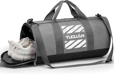 Спортивна сумка TUGUAN 40L для чоловіків з відділенням для взуття та вологих речей, сумка для тренувань, фітнесу, баскетболу та футболу, сіра