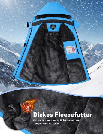 TACVASEN жіноча зимова куртка, водонепроникна, для активного відпочинку та катання на сноуборді, з флісовою підкладкою та знімним капюшоном, колір: блакитний, розмір XL