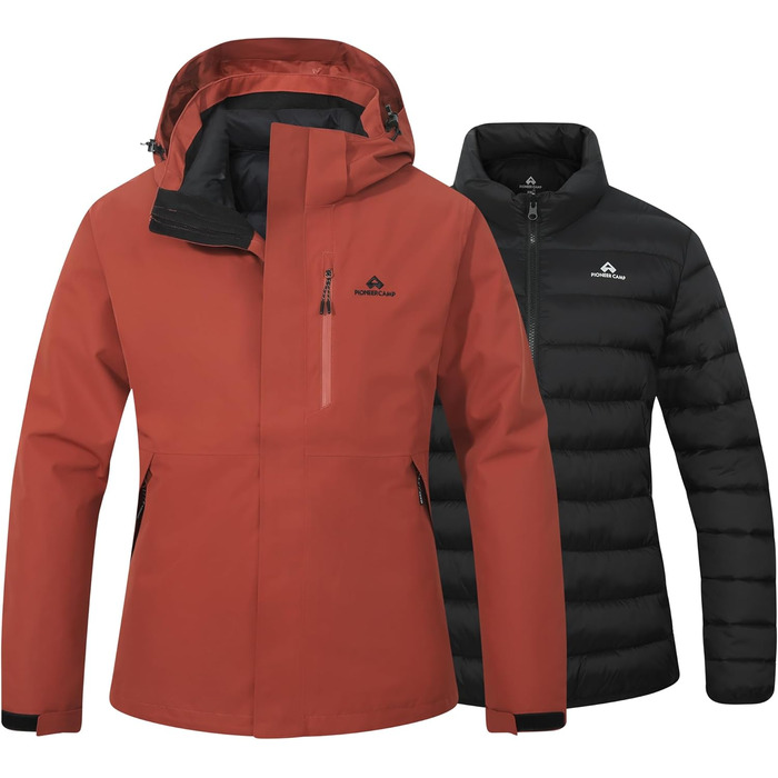 Жіноча зимова куртка Pioneer Camp 3 в 1 – гірськолижна куртка, сноуборд куртка, водонепроникна, дихаюча, з бавовняною підкладкою, Vermilion Red, XL