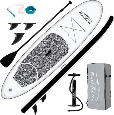 Надувна SUP-дошка FunWater з аксесуарами для дорослих, весло, помпа, рюкзак, ліш, водонепроникна сумка, чорна