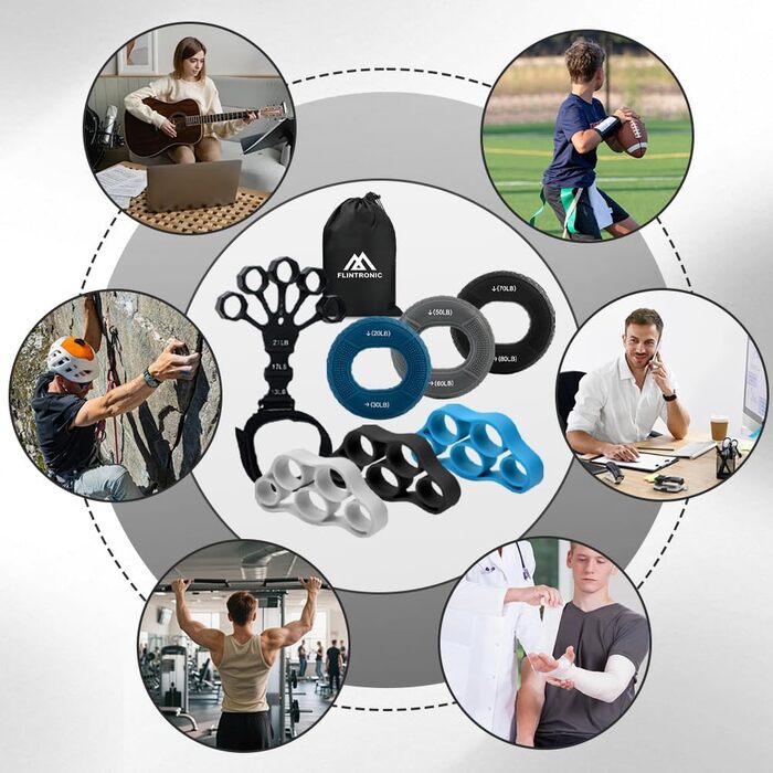Флінтронік Гріффкрафттрейнер: Набір для тренування рук та пальців, 3 рівні опору. Ідеально для скелелазіння, гри на гітарі та піаніно