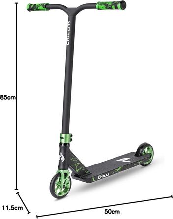Трюковий самокат Chilli Pro Reaper Reloaded V2, 85 см, 120 мм PU колеса, ABEC 9, зелений, для досвідчених райдерів