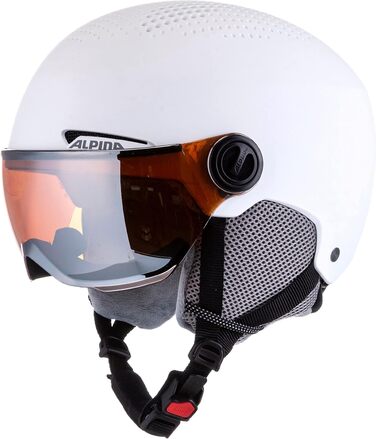 Гірськолижний шолом Alpina Arber Visor Q-Lite з візором, білий матовий, 54-58 см, для дорослих, контрастне скло, легкий, преміум-якість