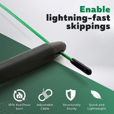 Picsil Sphinx Speed Rope – легке та міцне скакалка для кроссфіту, фітнесу, боксу, професійна скакалка з подвійним підшипником, високоякісні матеріали, чорна