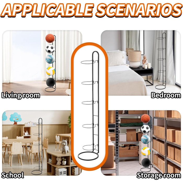 Стійка для м'ячів 5-ти ярусна: волейбол, футбол, баскетбол - металева стійка для зберігання м'ячів у спортзалі, гаражі