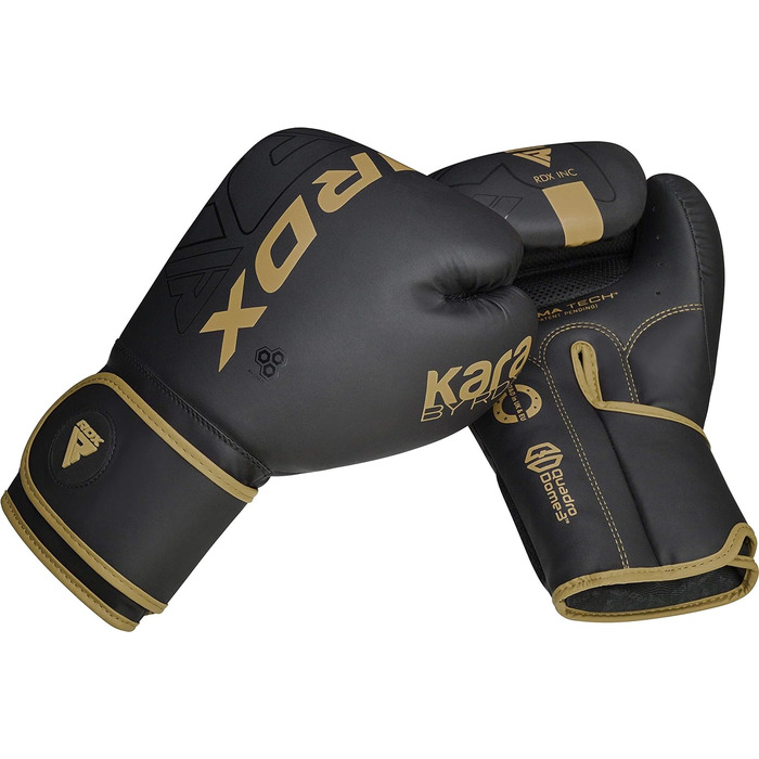 Дитячі боксерські рукавички RDX для муай-тай, кікбоксингу та MMA, шкіра Maya Hide, 6oz, чорні з золотим, для тренувань, мішка та спарингу