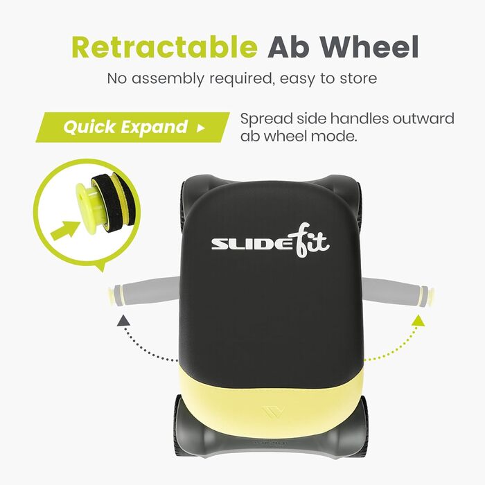 Ролер для пресу Wonder Core Slide Fit з 4 колесами, автоматичний відкат, тренажер для пресу, фітнес-ролер Heroboard з наколінниками (зелений)