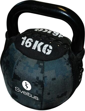 Гиря Sveltus Soft 16 кг чорна для силових тренувань і м'язів